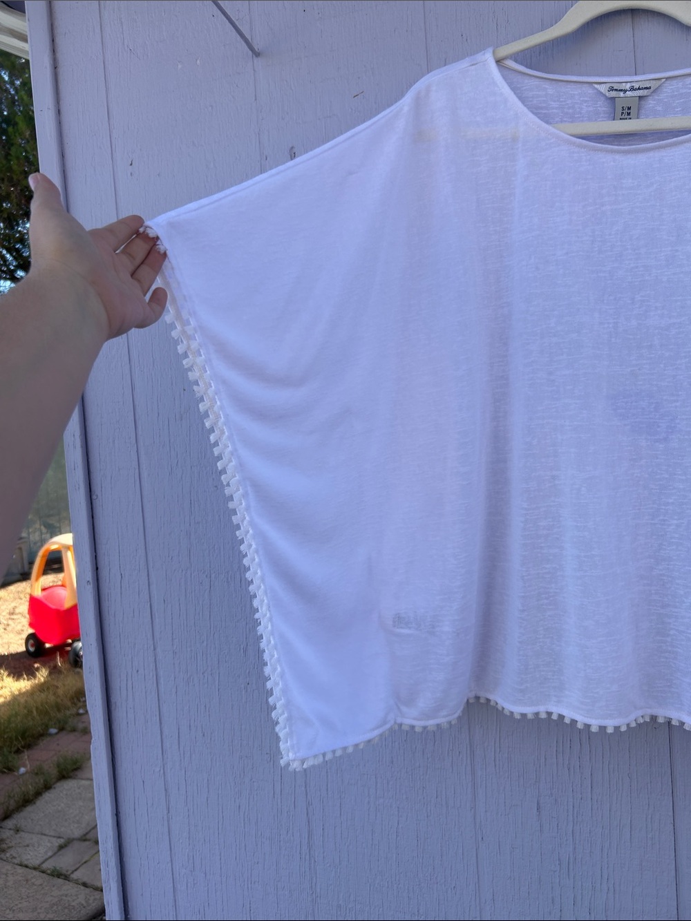 Tommy Bahama Sheer White Poncho - Picture 3 of 7
